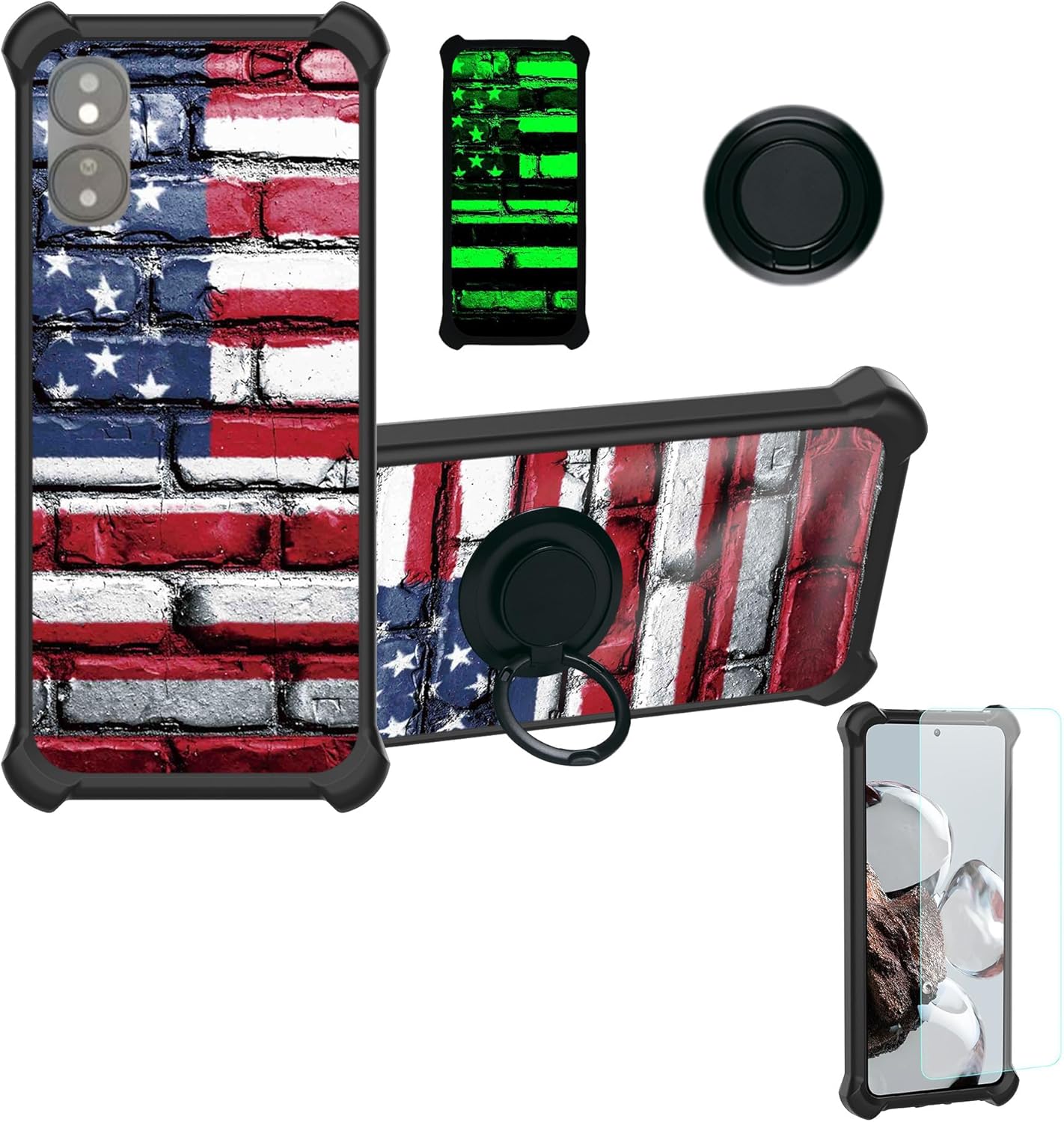 jioeuinly Case for MAXWEST ASTRO A65, YGH-GQ, with Tempered Glass Protector, Ring Support, Luminous Effect