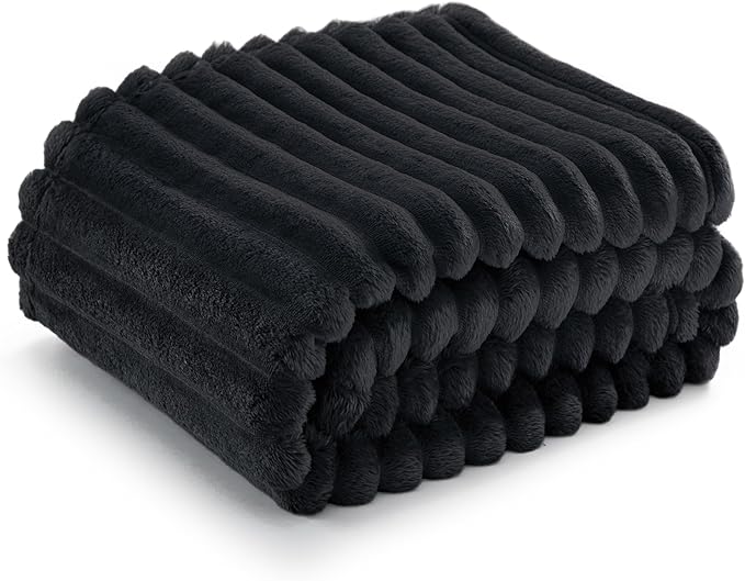 Bedsure GentleSoft Twin Blanket for Couch - Cozy Soft Blankets for Women, Cute Small Fleece Throws for Girls, Black, 60x80 Inches