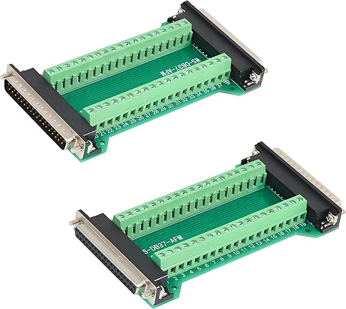 2PCS DB37 Male to Female Terminal Breakout Board, RS232 D-SUB Serial to 37 Pin in One Breakout Board Solderless Port Terminal Block Gender Changer
