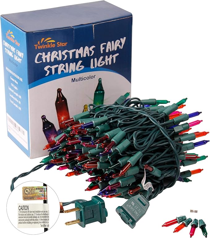Christmas Lights Indoor Outdoor, 33FT 150 Lights Multicolor Christmas Tree Lights, 120V UL Certified Incandescent Mini String Light for Xmas Decoration, Holiday, Party, Home（No Twinkle Function）