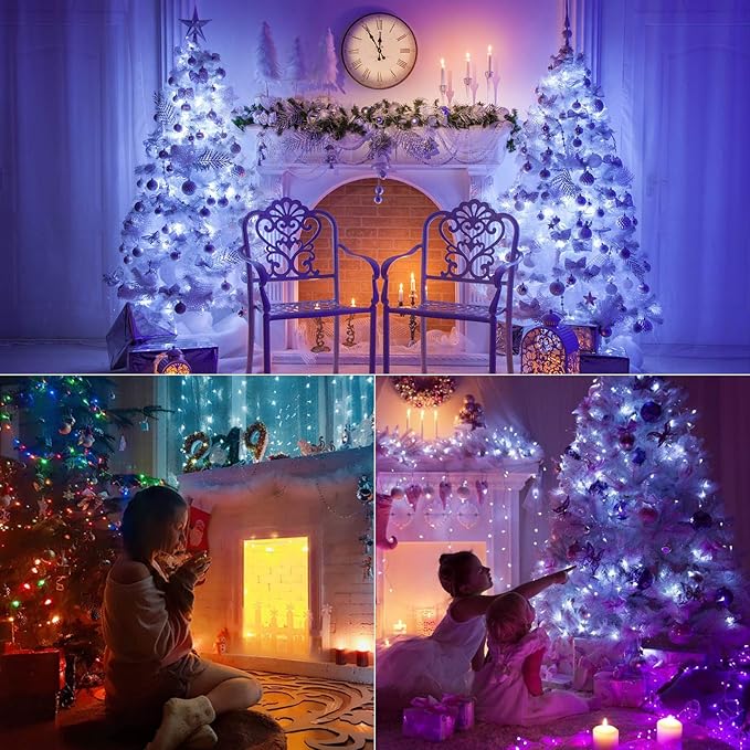 BrizLabs Smart Christmas String Lights,115FT 300 LED Color Changing Christmas Lights App & Voice Control, Cool White & Multicolor Mini Light String, Music Sync Xmas Tree Light for Indoor Outdoor Decor