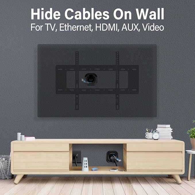 in-Wall Cable Management Kit for Wall Mounted TV - White Power & Low Voltage Cord Hider with Hole Saw, Extension Cord & Splitter - Hide TV Wires Behind Walls for Clean Home Theater & Gaming Setup