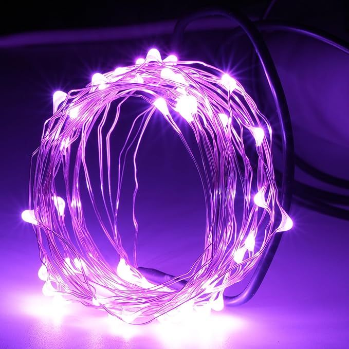 Karlling USB Plug in Fairy Lights,50 LED 16Ft Starry String Lights, USB Powered Romantic Lights for Valentine's Day, Bedroom, Wedding, Party(2Pack,Pink)