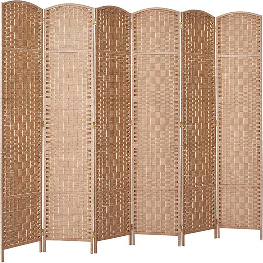 Rose Home Fashion Room Divider, 6 ft Tall Room Dividers and Folding Privacy Screens, 16in Privacy Screen 6 Panel Natural Space Temporary Wall Foldable Partition Separation