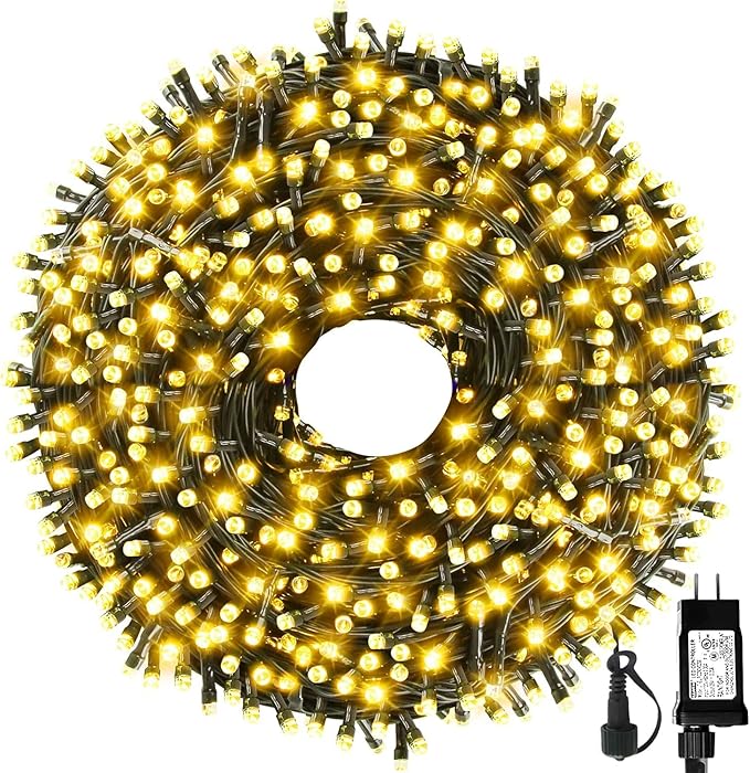 105FT 300LEDs Christmas Lights Outdoor Indoor 8 Modes for Christmas Tree Party Decoration, 100% UL Listed (Warm White)