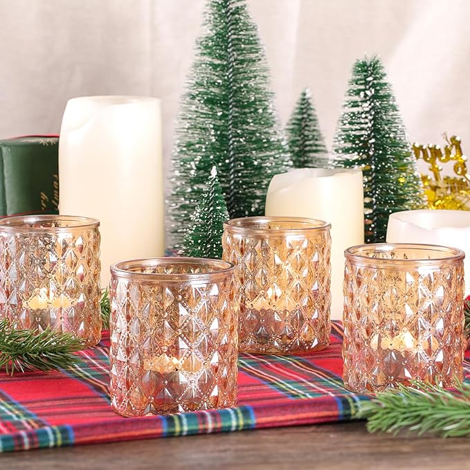 12Pcs Large Votive Candle Holders 2.8 * 3.2in Gold Tea Light Candle Holders Glass Candle Holder for Wedding, Bridal Shower, Table Centerpiece, Party, Home Decor