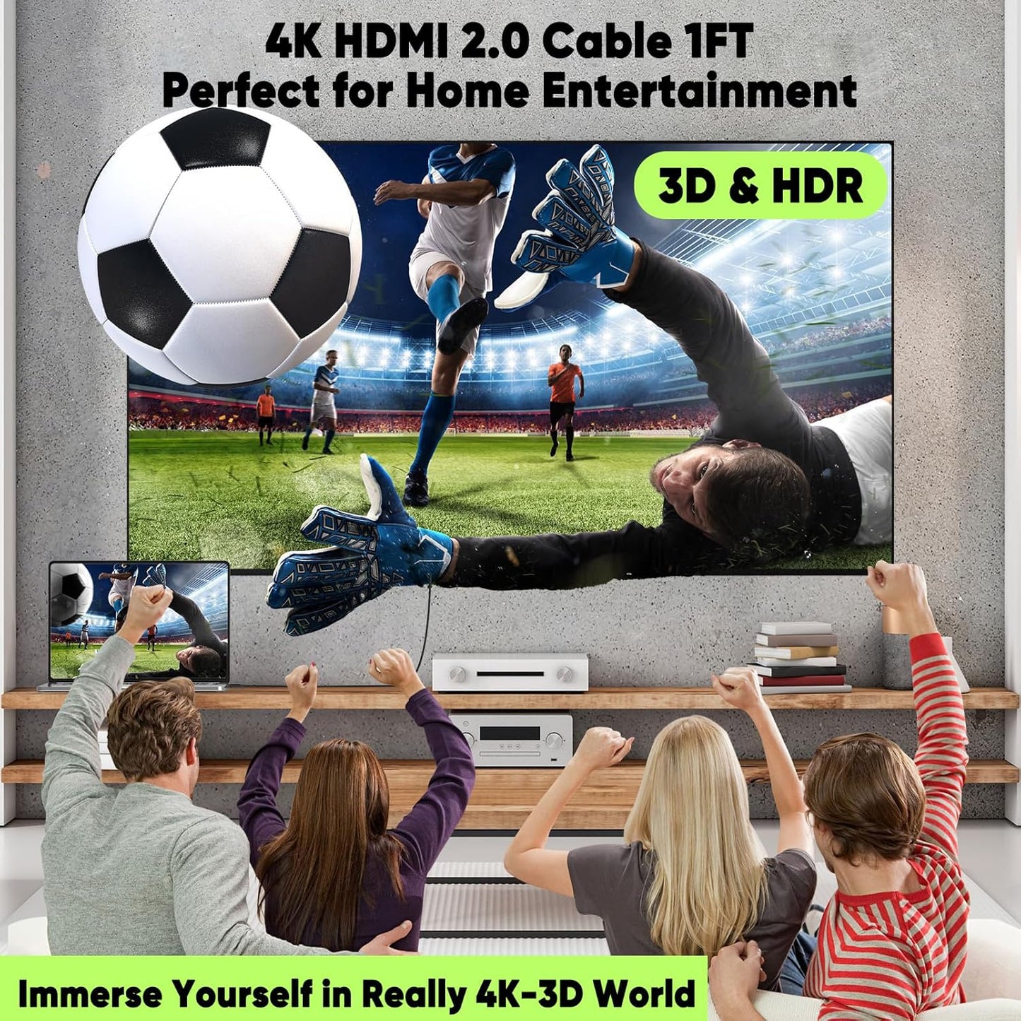 1FT 10-Pack, 4K 1FT Multi-pack,Slim 2.0 1 4K@60Hz,2K@165/144Hz,HDCP 2.2, CL3 Short HDMI Cable HDMI to HDMI Cable HDMI