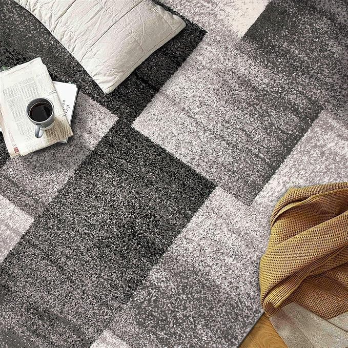 Rugshop Modern Distressed Boxes Area Rug 5' x 7' Gray