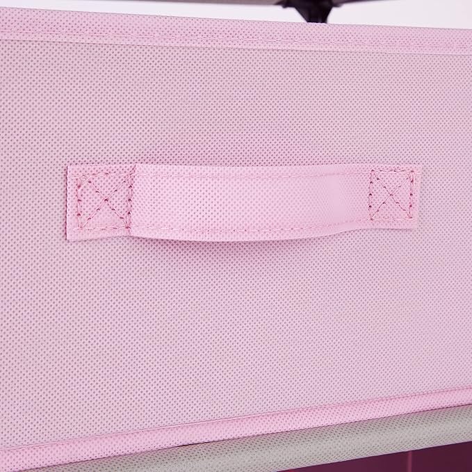 Juvale 4-Tier Dresser for Bedroom - 16.5 x 13 x 33 in, Pink, Modern - Closet Dresser with 4 Fabric Drawers for Clothes & Bedroom Storage