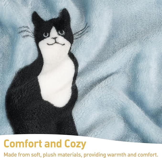 Catalonia Wearable Fleece Blanket with Sleeves and Foot Pockets for Adult Women Men, Micro Plush Comfy Wrap Sleeved Throw Blanket Robe Large, Wondercat Grey