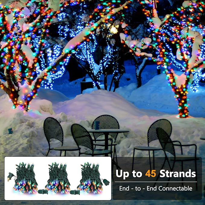 Brizled Multi Color Christmas Lights, 33ft 100 LED Christmas Tree Lights, 5mm Wide Angle Xmas Light, Connectable 120V UL Certified Xmas Light String for Tree Party Wedding Home Indoor Outdoor Decor
