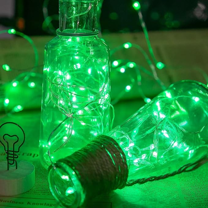 16 Packs Fairy Lights Battery Operated(Batteries Included),10.2FT 30LEDs Waterproof Copper Wire Firefly Lights,Mini Starry String Lights for Wedding Party DIY gift Christmas Decor (Green Fairy Light)