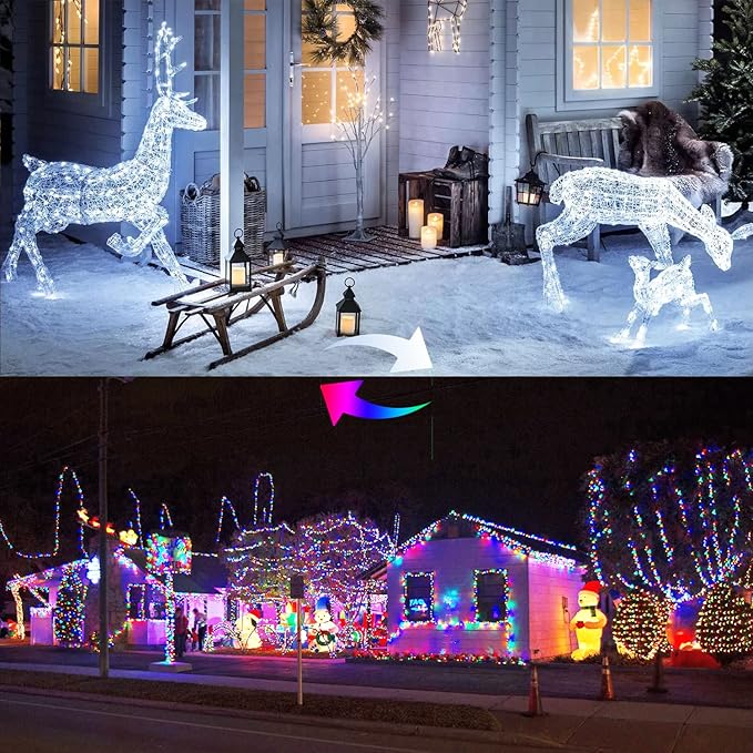 JMEXSUSS 2 Pack Color Changing Fairy Lights Battery Operated, Total 200 LED 66ft Color Changing Christmas Lights with Remote, 8 Modes Twinkle String Lights for Bedroom Decor, Cool White & Multicolor