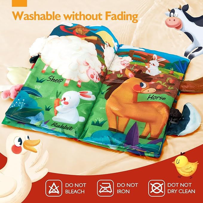 hahaland Baby Books 0-6 Months,Infant Tummy Time Toy High Contrast Sensory Toys 6 to 12 Months Touch Feel Book Baby Gifts for Boy Girl 0-3 Month Book Early Learning Toy (Single Book)