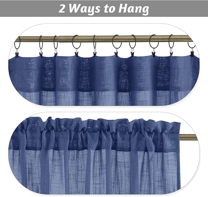 RYB HOME Sheer Curtains for Bedroom - Linen Textured Semi Sheer Curtains for Living Room Boys Nursery Patio Sliding Glass Door Sunlight Filtering, Wide 52 inch x Long 90 inch per Panel, 1 Pair