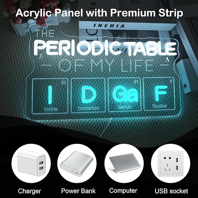 The Periodic Table of My Life Neon Sign, Dimmable Science-Themed Neon Light for Bedroom, Dorm, Geek Gifts