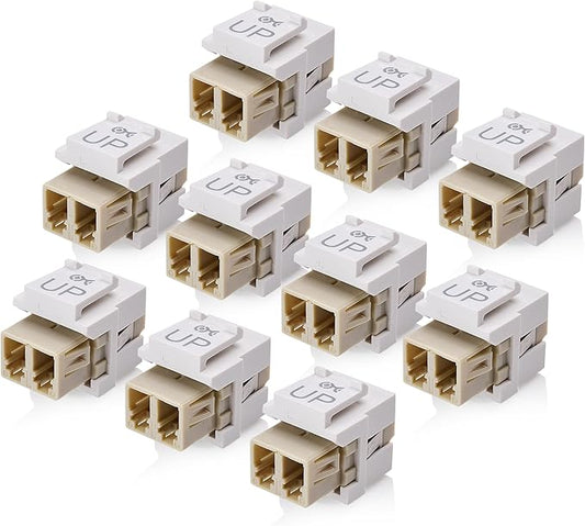 Cable Matters 10-Pack LC UPC Duplex Fiber Optic Keystone Coupler Jack, OM1/OM2/OM3/OM4 Multimode, OS2 Single Mode Support