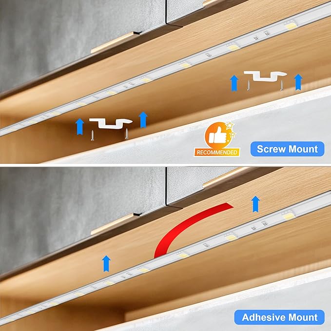 maylit Under Cabinet Strip Lighting Plug in 48in, Ultra Bright Small LED Light Bar, 6000K Cool White, 110V-120V Wired Lights for Kitchen Cabinet, Counter, Workbench, Desk, Closet, Shelf, Indoor