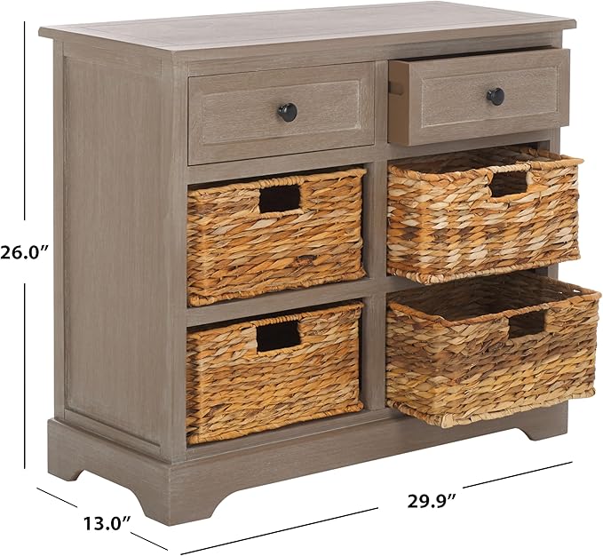 SAFAVIEH Home Collection Herman White Wash 6-Drawer Wicker Basket Storage Unit, Fully Assembled (AMH5702G)
