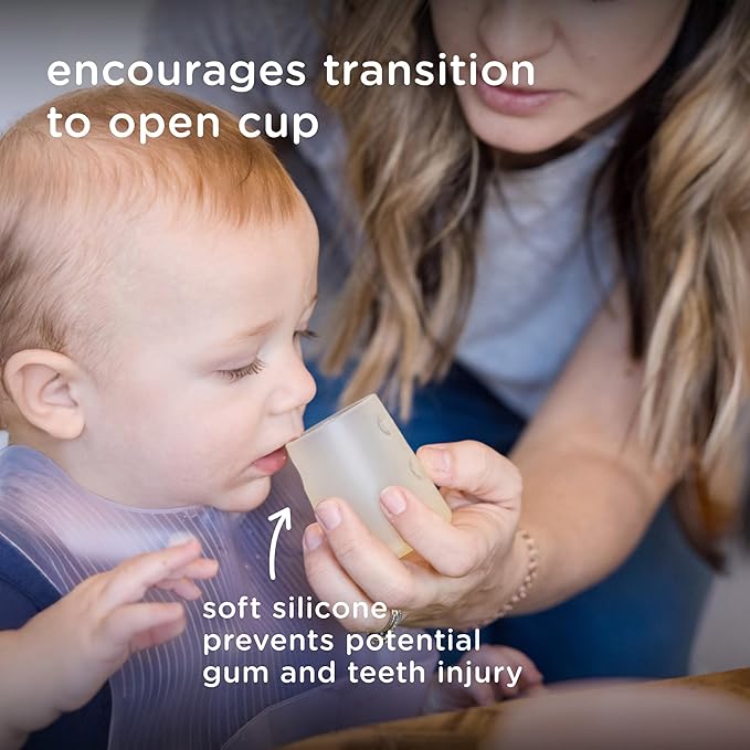 Olababy First Cup | Clear Sense 100% Silicone Infant Trainer Cup | 2oz Medicine Cup for Newborn | Non-Slip & Sloping Design for Tiny Hands & Baby Led Weaning (Mint, 1 Cup)