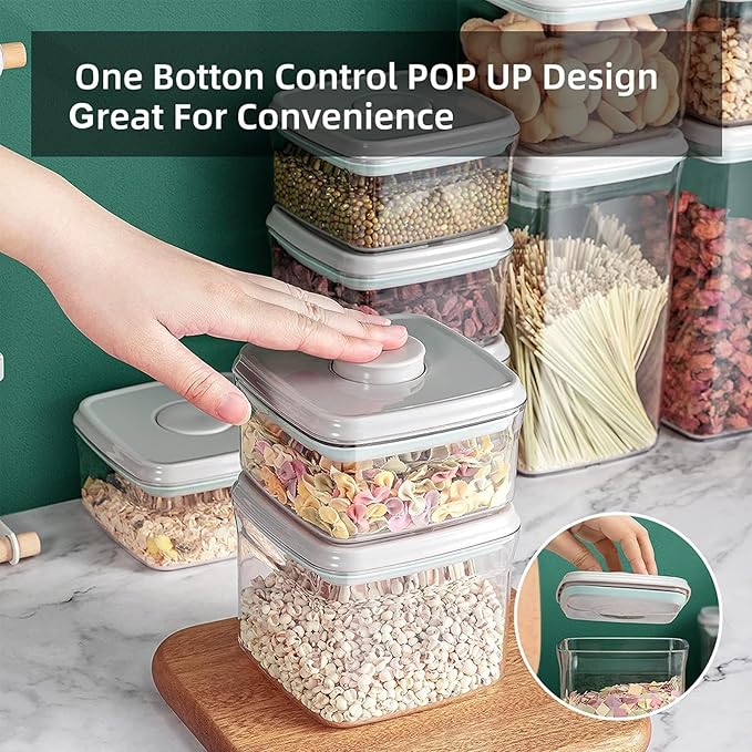 Airtight Food Storage Container - 1.25qt / 1250ml Rectangle Pop Containers With Lids, Bpa Free for Spaghetti Cereal Flour Rice Kitchen Organizer