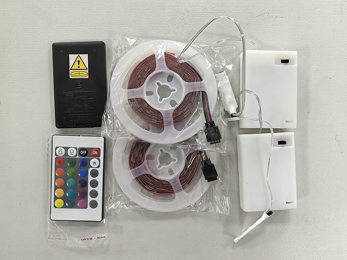 LED Strip Lights Battery Powered, 24 Keys Remote Control Light Strip for Parties, DIY Indoor Decoration, 6.56ft/2m, 2 Pack