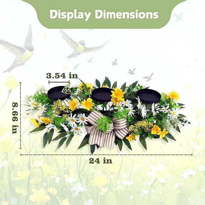 Artificial Wild Flower Candle Holder (Yellow)