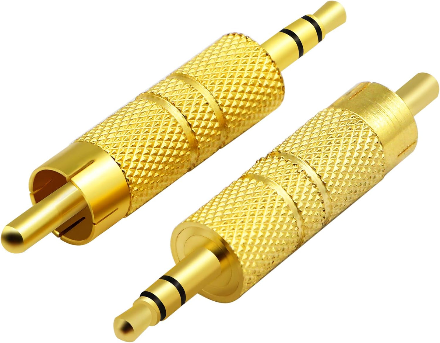 zdyCGTime Gold Plated 3.5MM to RCA Audio Adapter, Metal RCA Male to 3.5mm TRS Stereo Plug, 2-Pack.