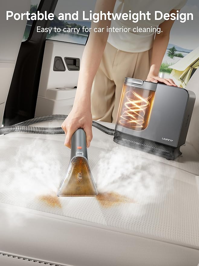 uwant Carpet Cleaner Machine with Steam& Hot Water System, 18Kpa Powerful Suction Portable Carpet Cleaner with Exclusive Tools 2in1 Upholstery Cleaner Steam Machine