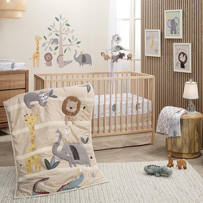 Lambs & Ivy Jungle Story 3-Piece Infant Safari Tan Baby Crib Bedding Set
