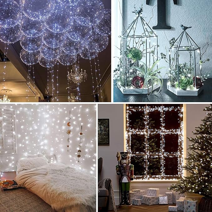 Sanniu Fairy Lights Battery Operated, 4 Packs Mini Battery Powered Copper Wire Starry String Lights for Christmas,Bedroom, Parties,Wedding,Indoor,Home Decoration (5m/16ft Cool White)