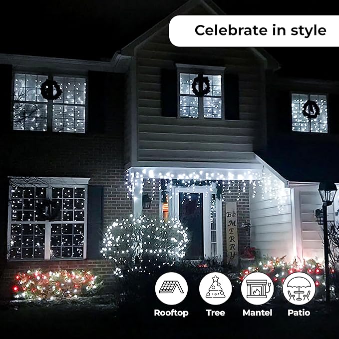 Holiday Essence 60 LED Mini Christmas Lights Cool White Green Wire String Lighting Indoor Outdoor Xmas Tree Garden Holiday Party Decor UL Certified Indoor & Outdoor String Lights