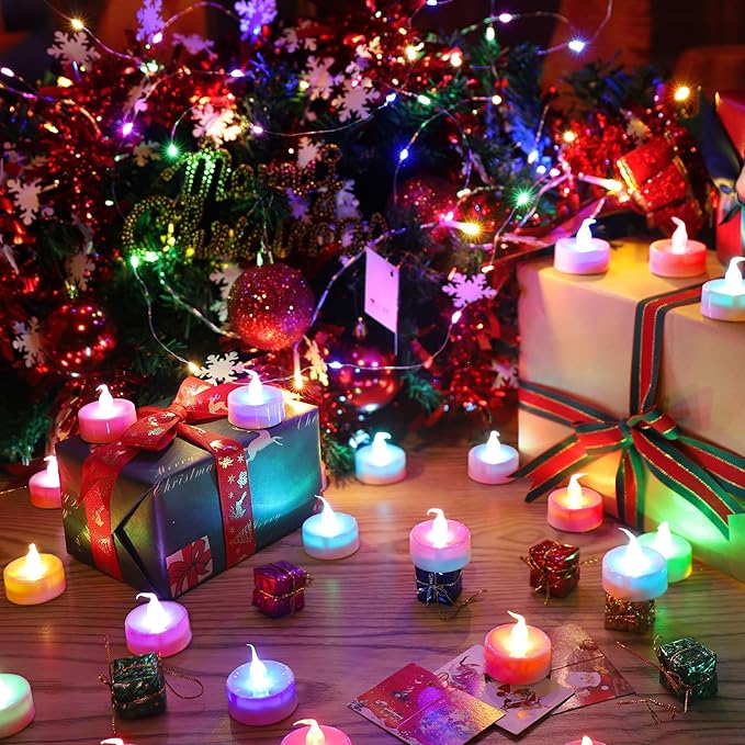 Topstone Color Changing Led Tealight Candles with Remote Control and Timer,Battery Operated Flameless Candle, Votive Candles,Electric Tea Candles for Party,for Indoor Decoration,Pack of 12