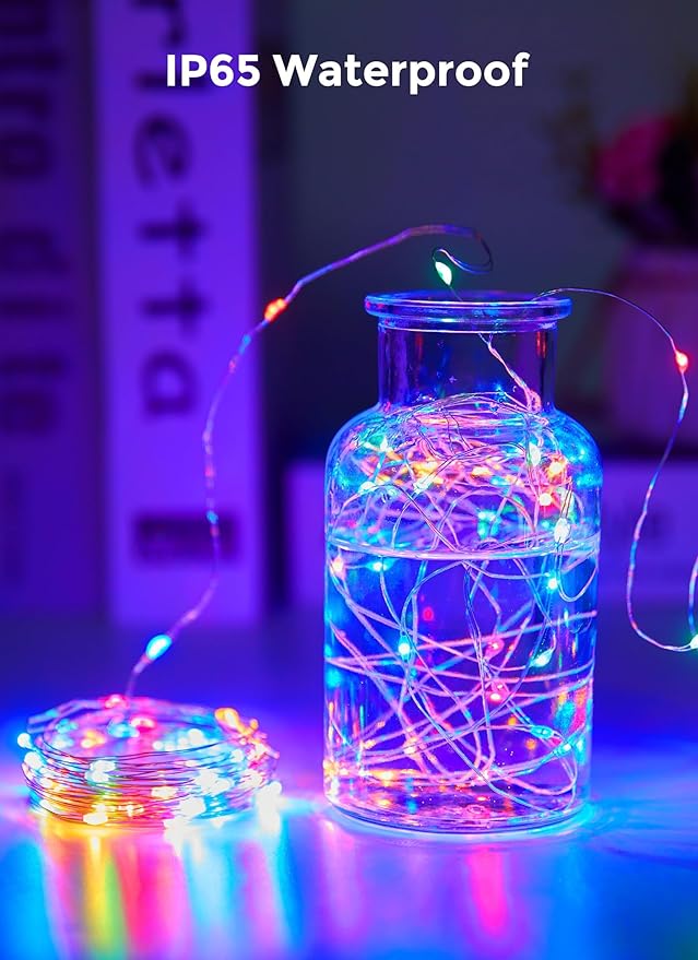Minetom Solar String Lights for Outside, 33Ft 100 LED Outdoor Solar Fairy Lights, 8 Modes Balcony Lights for Tree Patio Christmas Party Wedding Decor 4PC