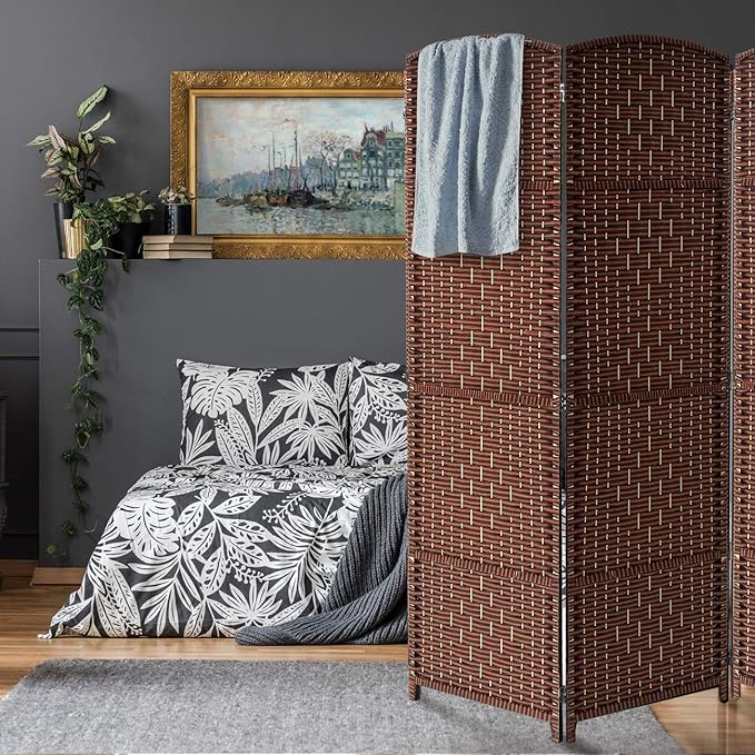 Sorbus 6 Panel Room Divider 6 ft. Tall - Privacy Screen, Extra Wide Double Hinged Panels, Diamond Double-Weaved, Partition Room Dividers and Folding Privacy Screens, Wall Divider for Room Separation