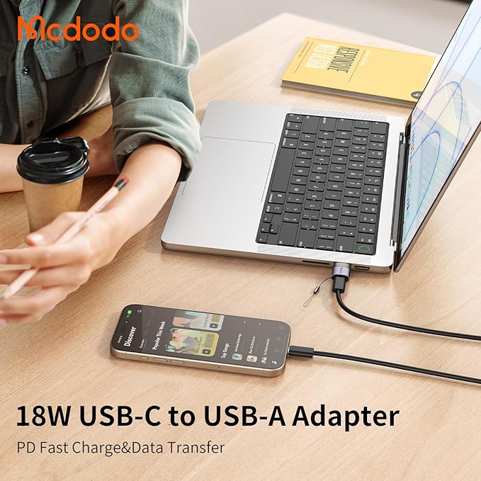mcdodo USB-C to USB-A Adapter with Lanyard,USBC Female to USB Male OTG Type-C Charging Cable Converter for iPhone 16 15 14 13 12 Plus,Apple Watch,Airpods,Switch,Galaxy S25