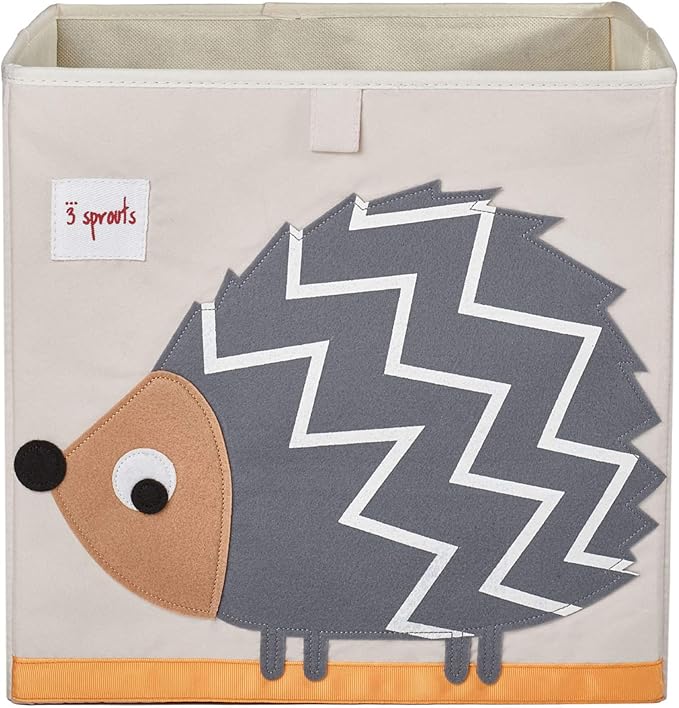 3 Sprouts Toy Storage Organizer: Toy Box Cube Organizer for Playroom, Nursery - Foldable Storage Bin - Hedgehog