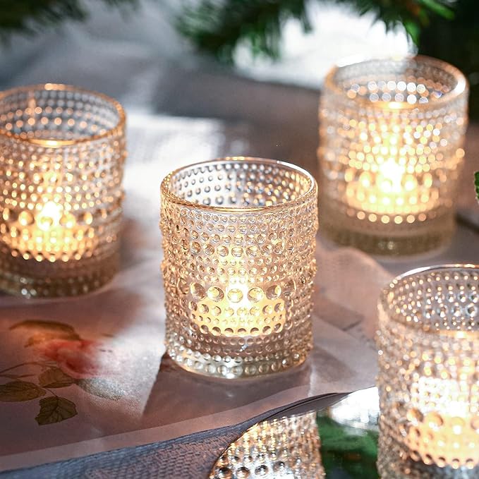 48 Packs Votive Candle Holders, Clear Tea Lights Candle Holders Bulk Tealight Candle Holder for Table Glass Holder for Wedding Decoration