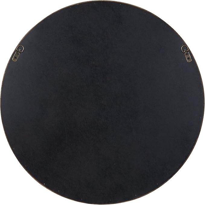 Kate and Laurel Pao Midcentury Modern Round Wood Wall Mirror; 28 Inch Diameter; Walnut; Decorative Circle Mirror with Warm Wood Finish for Robust Wall Decor