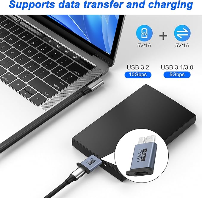 MEIRIYFA USB Micro B to USB A/C Hard Drive Converter 10Gbps USB 3.2 Micro B Male to USB A/Type C Male Female Extension Adapter Support Charge and Data Syncfor for Hard Drives,SSD Drives, Laptop