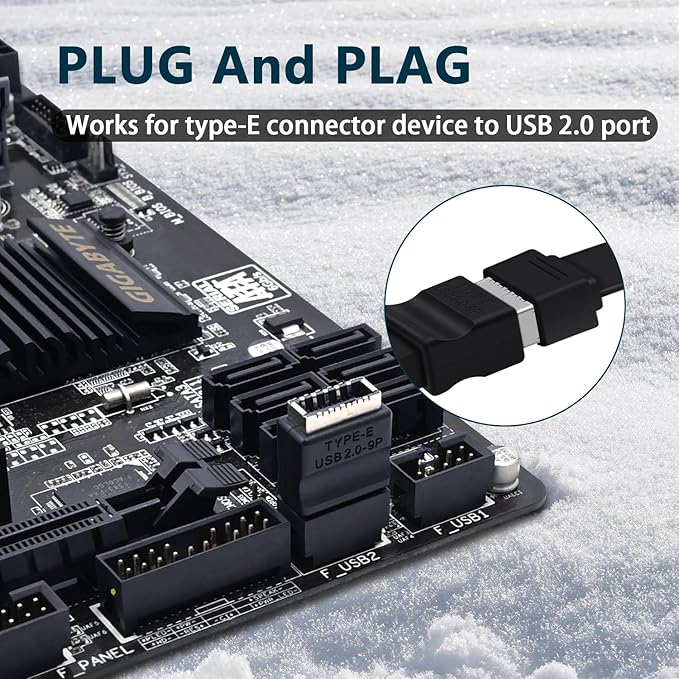 COMeap USB 2.0 to USB 3.2 Gen 1 Header Extension Adapter for Mainboard with Type E Key-A Female Front Panel Socket to 9 Pin Header Internal Conversion Adapter Black