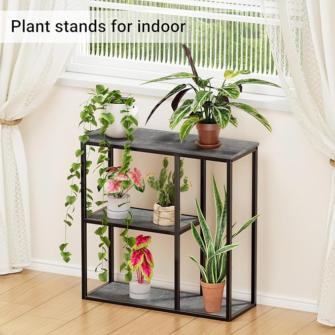 WOHOMO Console Table, 12 Inch Narrow Entryway Table with 3-Tier Storage Shelves 31.5 Inch Industrial Sofa Table Small Hallway Table for Living Room Grey