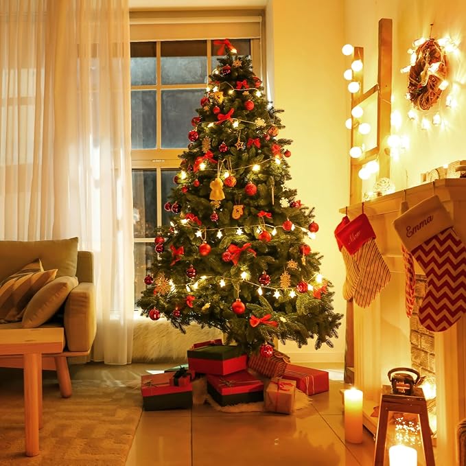 Twinkle Star 2 Pack 100 LED Star String Lights, Plug in Fairy String Lights Waterproof, Extendable for Indoor, Outdoor, Wedding Party, Christmas Tree, New Year, Garden Decoration, Warm White