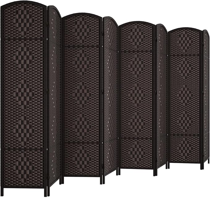 Rose Home Fashion 6 ft Tall Room Divider, Room Dividers and Folding Privacy Screens, 15.7in Privacy Screen 8 Panel Partition Temporary Wall Separation for Private, Dark Coffee