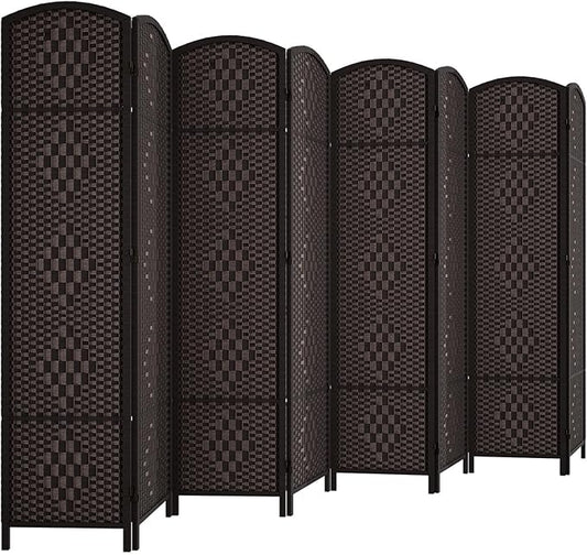 Rose Home Fashion 6 ft Tall Room Divider, Room Dividers and Folding Privacy Screens, 15.7in Privacy Screen 8 Panel Partition Temporary Wall Separation for Private, Dark Coffee