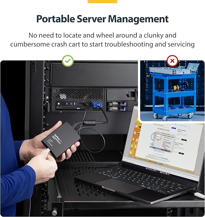 StarTech.com Portable Laptop Crash Cart Adapter, USB/VGA Analogue KVM Console, File Transfer & Video Capture, Windows/Linux/MacOS, TAA