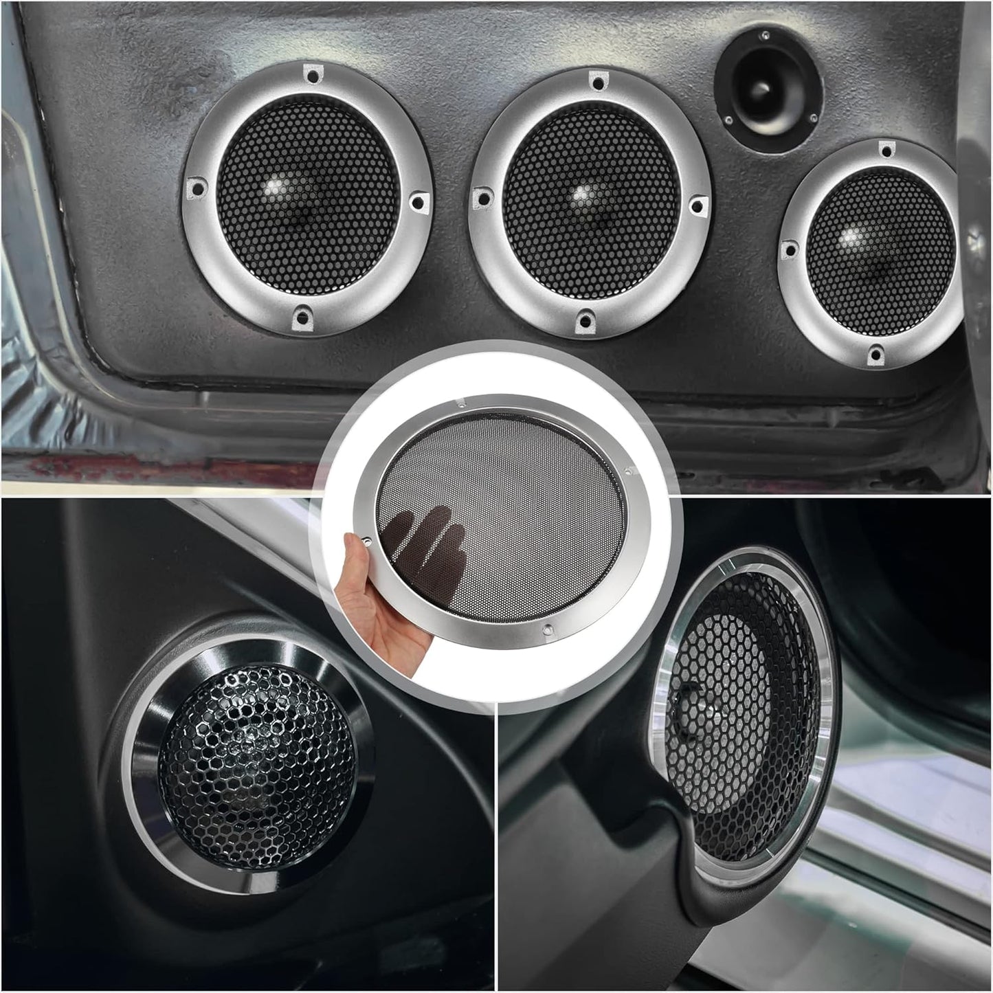 X AUTOHAUX 8" Round Speaker Grille Cover Mesh Trim, Silver Tone Subwoofer Grille Horn Protective Guard for Car Stereo