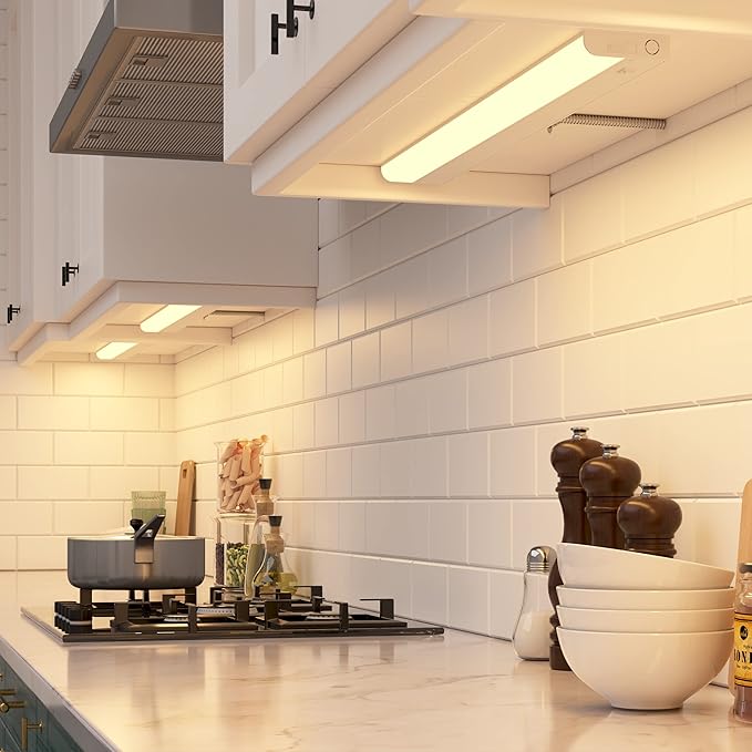 GETINLIGHT 24-inch Hardwired Only LED Under Cabinet Lighting, Soft White(3000K), Dimmable, Matte White Finished, ETL Listed, IN-0201-13-WH