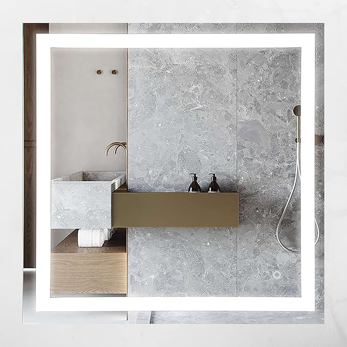 LED Vanity Bathroom Mirror 36 x 36 in. Wall Mounted, Dimmable, Lighted, Anti-Fog Mirror – Modern, Frameless Design