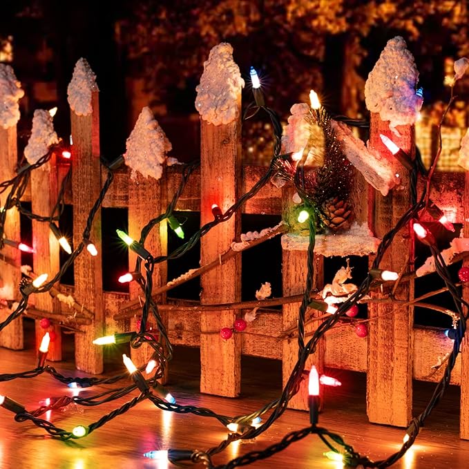 Easter Decorations Mini String Lights - 26.5 feet 100 Count Mini Light Set on Green Wire Plug in End to End Connectable for Indoor Outdoor Party Yard Garden Patio Home Easter Decor, Multicolored